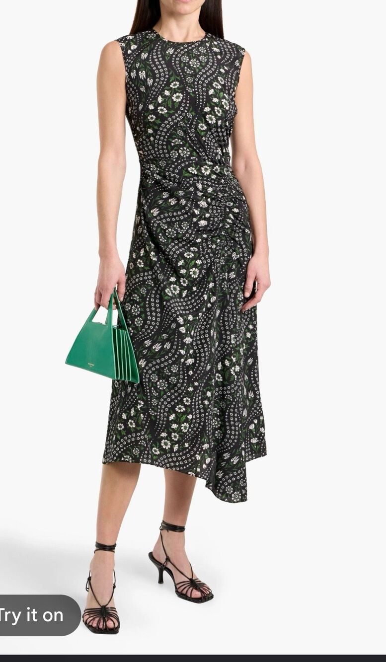 Veronica Beard Viviana mixed floral print draped silk blend sleeves dress16